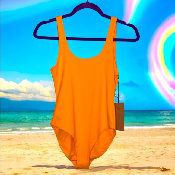 $78 NWT Girlfriend Collective Whidbey one piece swimsuit in spritz bright orange - Picture 7 of 8